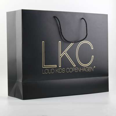 BSCI, FSC luxury black paper bag with hot stamping logo